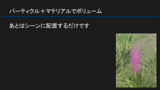 パーティクル＋マテリアルでボリューム
あとはシーンに配置するだけです
 
