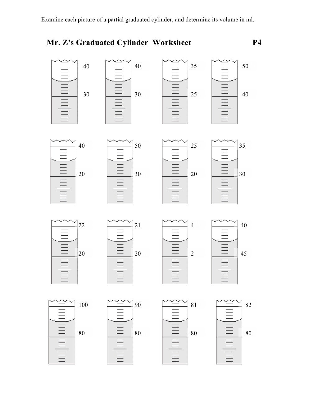 Volume ws Inside Volume By Water Displacement Worksheet