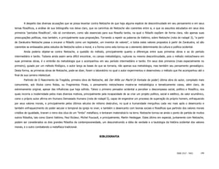A despeito das diversas acusações que se possa levantar contra Nietzsche de que haja alguma espécie de descontinuidade em seu pensamento e em seus
temas filosóficos, a análise de sua bibliografia nos deixa claro, que os caminhos de Nietzsche são coerentes entre si, e que os assuntos estudados em seus dois
primeiros "períodos filosóficos", não só corroboram, como são essenciais para sua filosofia tardia, na qual o filósofo expõem de forma clara, não apenas suas
preocupações políticas, mas também, e principalmente suas proposições. Tornando a repetir as palavras de Vattimo, sobre Nietzsche (nota de rodapé 3), "a partir
de Zaratustra Nietzsche passa a encarar o filósofo como um legislador, um inventor de valores", e todos estes valores propostos à partir de Zaratustra, só são
coerentes se embasados pelos estudos de Nietzsche sobre a moral, e a forma como esta tornou-se o elemento determinante da cultura e política ocidental.
        Ainda poderia objetar-se contra Nietzsche, a questão do método, principalmente quanto a diferenças entre suas primeiras obras e as do período
intermediário e tardio. Todavia ainda assim seria difícil encontrar, no campo metodológico, rupturas ou mesmo descontinuidade, pois o método nietzscheano em
suas primeiras obras, é o embrião da metodologia que o acompanhou em seu período intermediário e tardio. Em seus dois primeiros (mais especialmente no
primeiro), guiado por um método filológico, o autor lança as bases do que se tornaria, não apenas sua metodologia, mas também seu pensamento genealógico.
Desta forma, as primeiras obras de Nietzsche, pode-se dizer, foram o laboratório no qual o autor experimentou e desenvolveu o método que lhe acompanhou até o
final de sua carreira intelectual.
        Partindo de O Nascimento da Tragédia, primeira obra de Nietzsche, até Der Wille zur Macht (A Vontade de poder) última obra do autor, compilado mais
comumente, sob títulos como Notas, ou Fragmentos Finais, o pensamento nietzscheano mostra-se metodológica e tematicamente coeso, além claro, de
extremamente original, apesar das influências que haja sofrido. Talvez o primeiro pensador ocidental a perceber o descompasso social, político e filosófico, nos
quais incorria a modernidade pelos mais diversos motivos, principalmente pela incapacidade de se criar um projeto político, social e estético, de valor ecumênico,
como o próprio autor afirma em Humano Demasiado Humano (nota de rodapé 5), capaz de engendrar um processo de superação do próprio homem, enfraquecido
por seus valores morais, e principalmente pelos últimos séculos de niilismo destrutivo, no qual a humanidade mergulhou cada vez mais após o desencanto e
também enfraquecimento do poder secular e temporal da igreja no viver, e também o desencanto com teorias sociais e filosóficas que partindo dos valores morais
cristãos de igualdade, tiraram o reino dos céus de um "limbo" metafísico, e tentaram materializá-lo na terra. Nietzsche tornou-se ainda o ponto de partida de muitos
outros filósofos, tais como Gianni Vattimo, Paul Ricóeur, Michel Foucault, e principalmente, Martin Heidegger. Estes último em especial, juntamente com Nietzsche,
podem ser considerados os dois grandes filósofos da contemporaneidade, um desconstruindo a idéia de verdade e a tautologia da história ocidental dos valores
morais, e o outro combatendo a metafísica tradicional.


                                                                         BIBLIOGRAFIA




                                                                                                                                            ISSN 1517 - 5421     140
 
