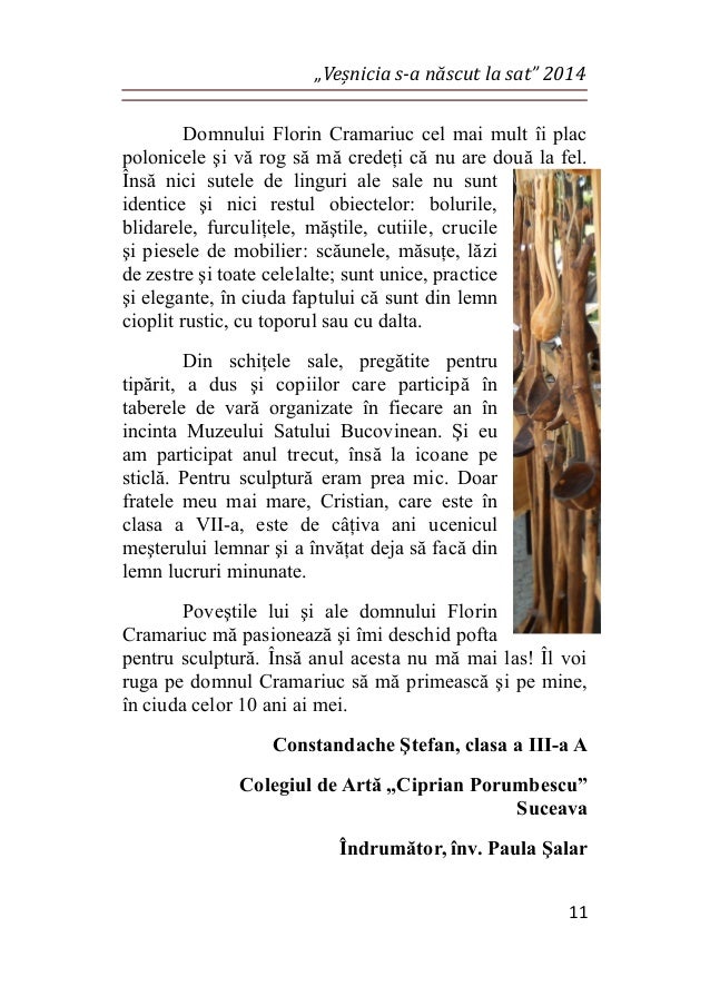 Volumul vesnicia s-a nascut la sat 2014