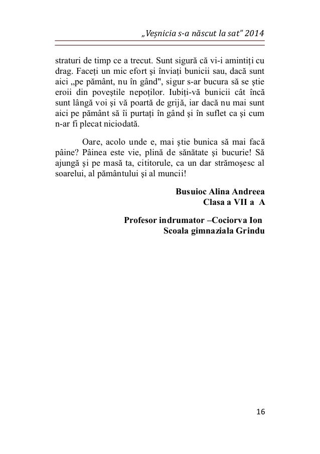 Volumul vesnicia s-a nascut la sat 2014