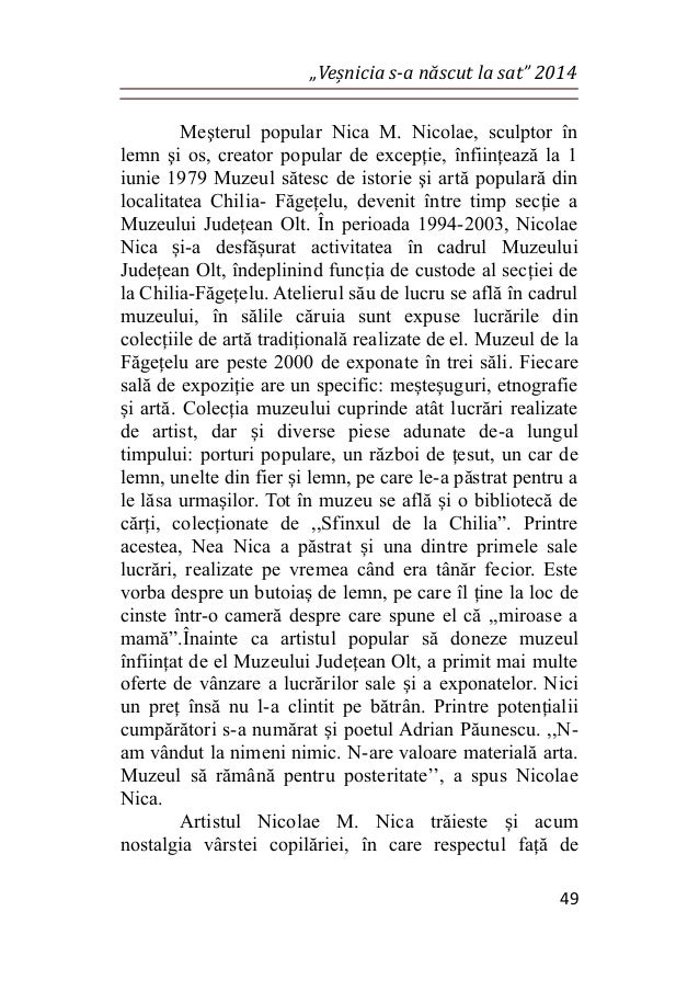 Volumul vesnicia s-a nascut la sat 2014