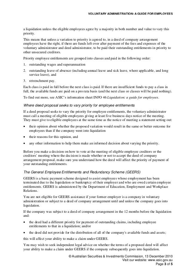 Voluntary Administration - A Guide for Employees