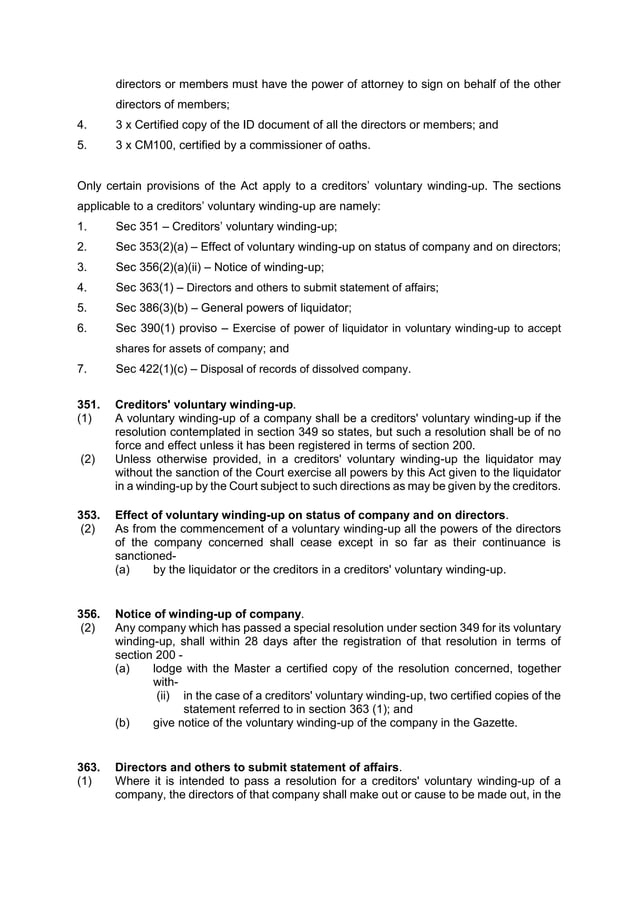 Voluntary Liquidation 1973 Companies Act