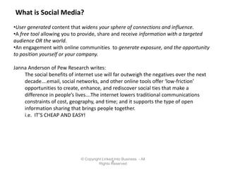 SM Master for ABCN, Senior Partner at LinkedStrategies.com Principal Social Media Consultant for Servana.com, Trainer for LCWC, Certified Social Media and International Social Media.