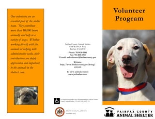 Fairfax County Animal Shelter Volunteer Program Brochure