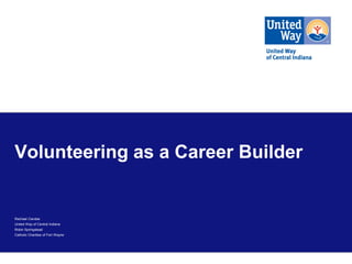 Volunteering as a Career Builder

Rachael Candee
United Way of Central Indiana
Robin Springstead
Catholic Charities of Fort Wayne

 