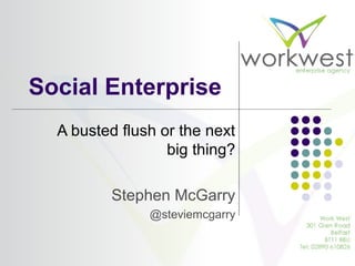 Social Enterprise
A busted flush or the next
big thing?
Stephen McGarry
@steviemcgarry
 