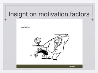 Insight on motivation factors
 
