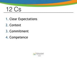 © 2015
12 Cs
1. Clear Expectations
2. Context
3. Commitment
4. Competence
 