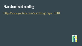 Five strands of reading
https://www.youtube.com/watch?v=gtEspw_iUT0
 