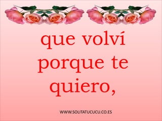 WWW.SOLITATUCUCU.CO.ES
que volví
porque te
quiero,
 