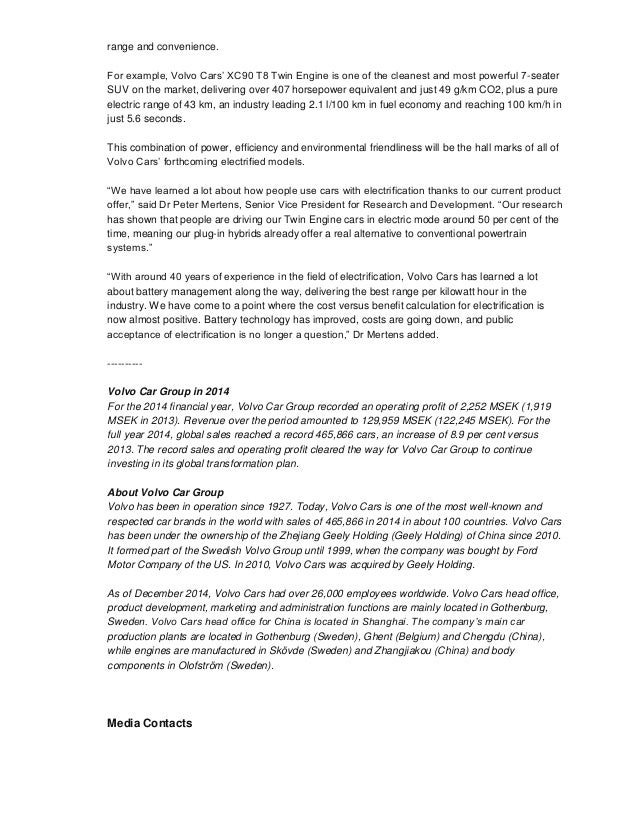 Volvo electrification strategy press release