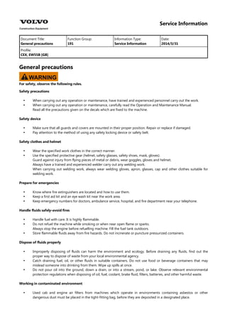 Volvo ew55 b compact wheel excavator service repair manual PDF