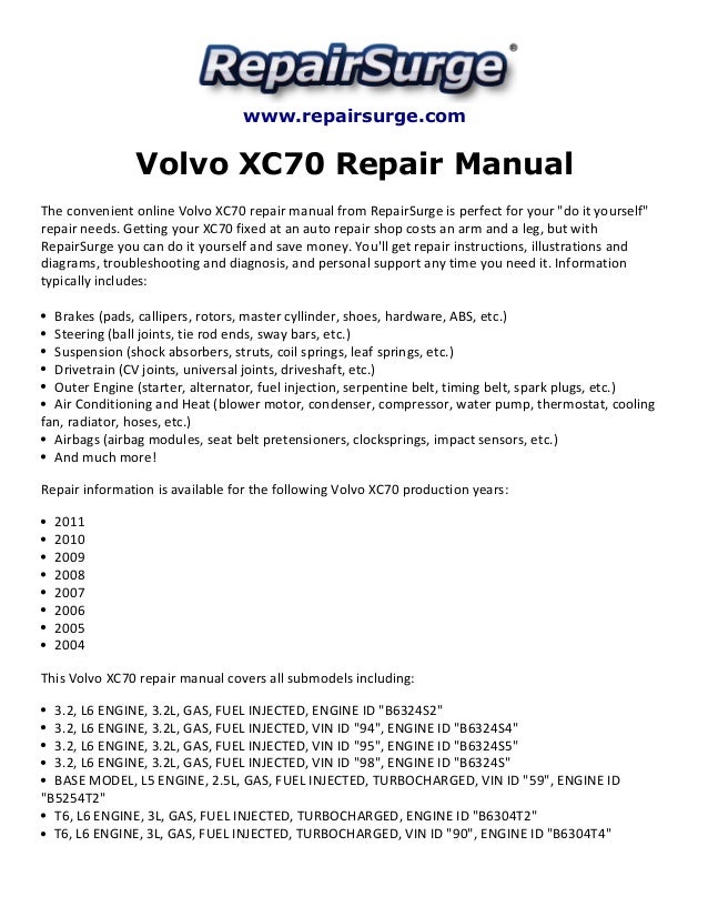 Volvo xc70 manual