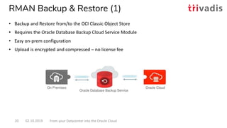 RMAN Backup & Restore (1)
• Backup and Restore from/to the OCI Classic Object Store
• Requires the Oracle Database Backup ...