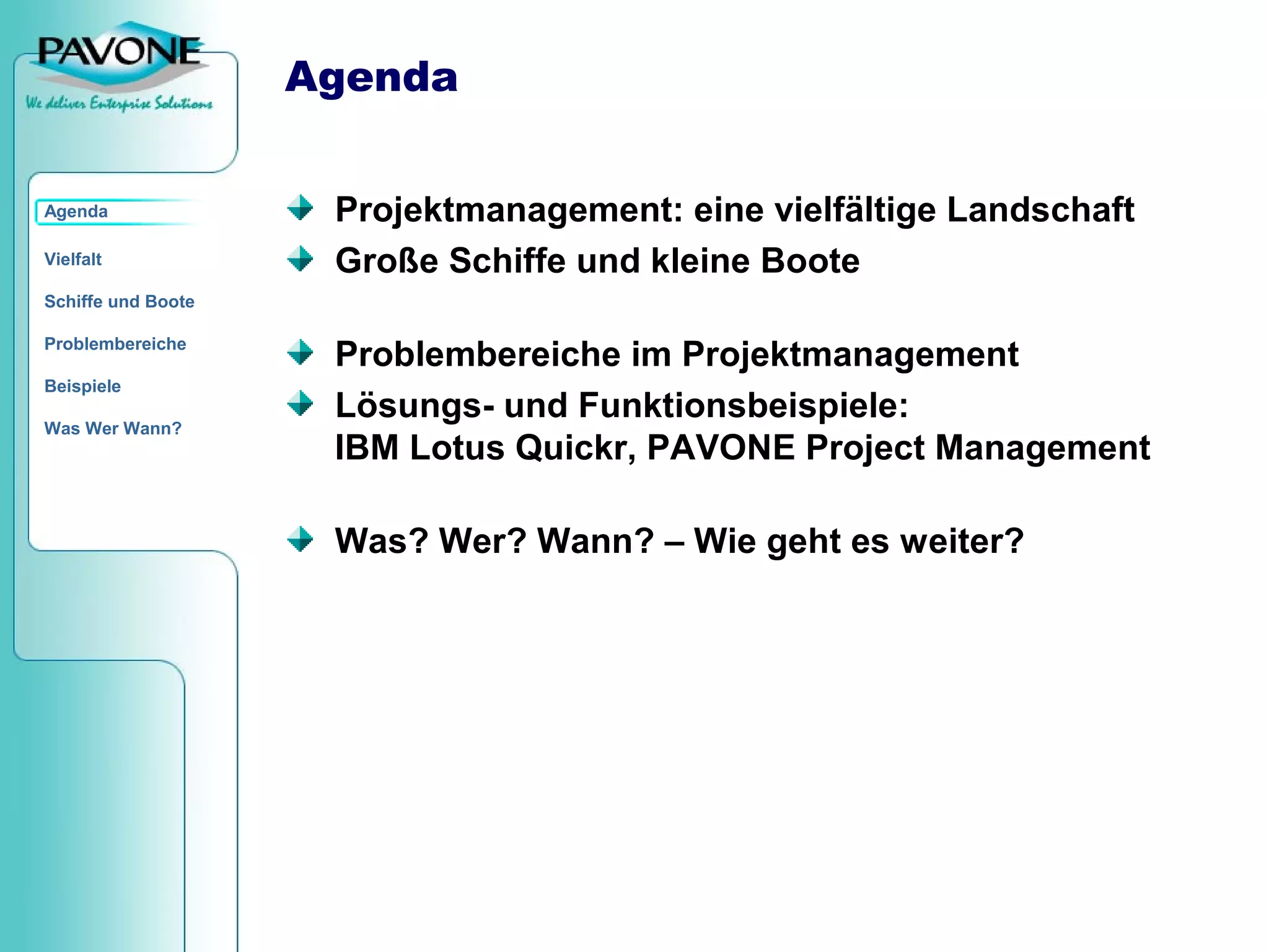 Von Quickr bis PAVONE PM