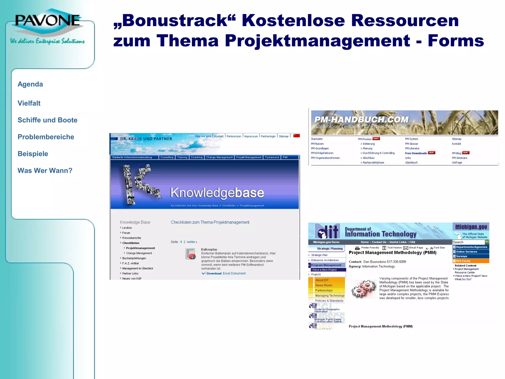 Von Quickr bis PAVONE PM