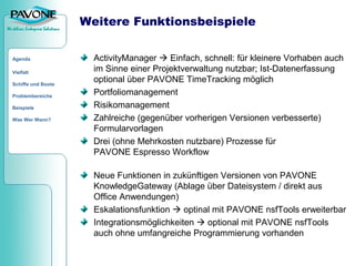 Von Quickr bis PAVONE PM