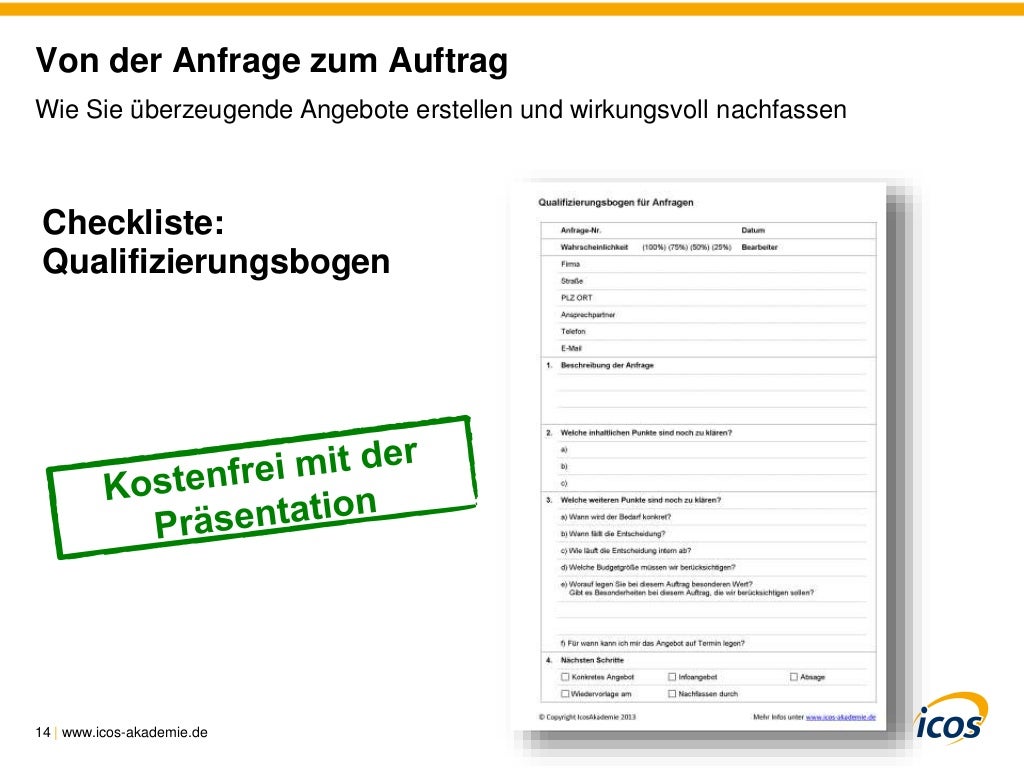 Von der Anfrage zum Auftrag | Angebote schreiben und nachfassen
