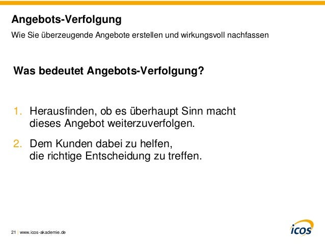 Angebotsverfolgung email muster