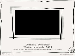 www.conplement.deUdoWiegaertner@
Gerhard Schröder
Elefantenrunde 2005
Quelle: https://www.youtube.com/watch?v=MR3ZJ1Lun1I / (c) Phoenix
 