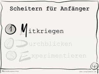 www.conplement.deUdoWiegaertner@
Scheitern für Anfänger
xperimentieren
urchblicken
itkriegen
 