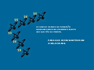 g g g g g g OS GANSOS VOANDO EN FORMAÇÃO GRASNAM PARA DAR CORAGEM E ALENTO AOS QUE VÃO NA  FRENTE, PARA QUE ASSIM MANTENHAM A VELOCIDADE. 