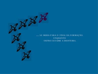 ...  SE MUDA PARA O  FINAL DA FORMAÇÃO. ENQUANTO OUTRO ASSUME A DIANTEIRA. 