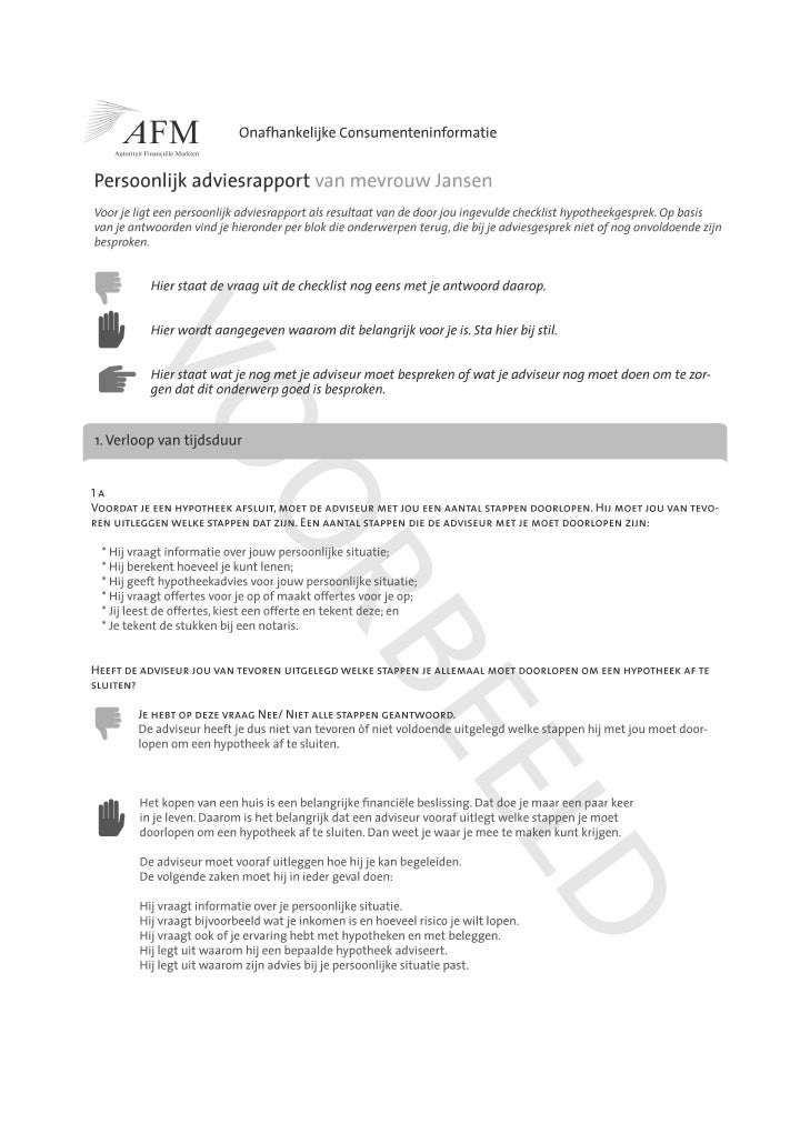 Brochure AFM voorbeeld adviesrapport