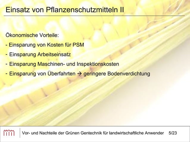 Vor und Nachteile der grünen Gentechnik für landwirtschaftliche Anwender