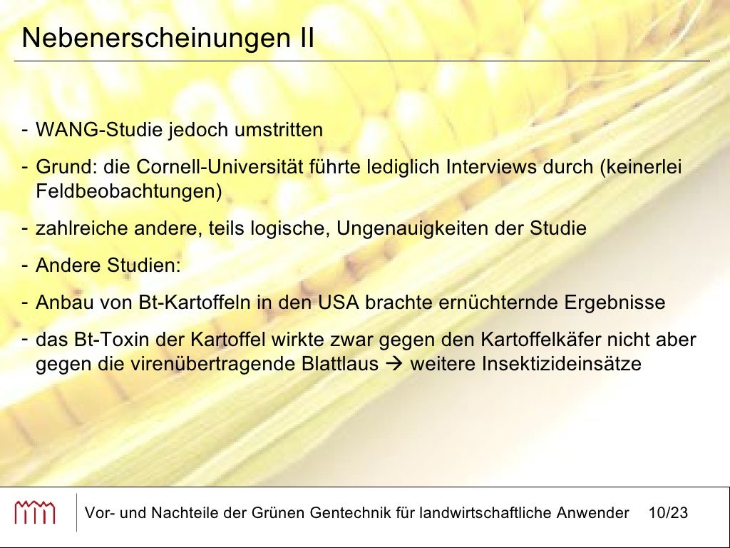 Vor und Nachteile der grünen Gentechnik für landwirtschaftliche Anwe…
