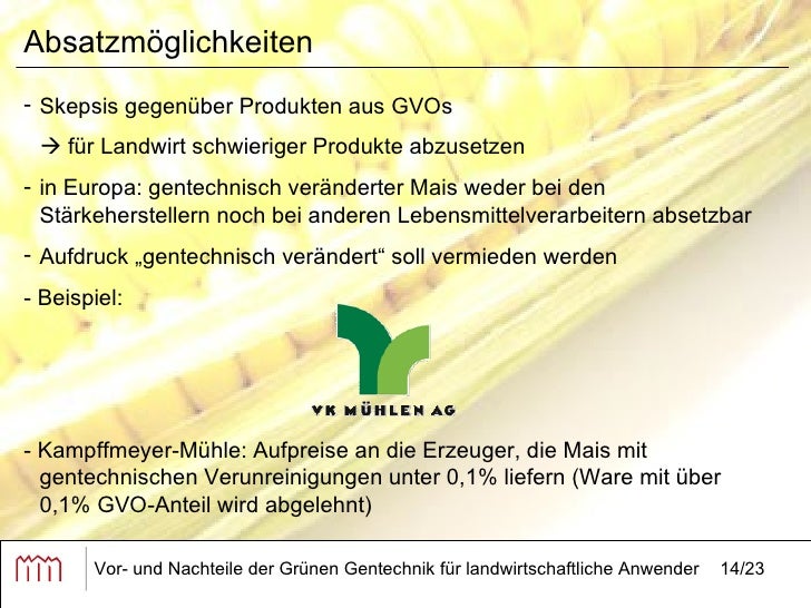 Vor und Nachteile der grünen Gentechnik für landwirtschaftliche Anwe…