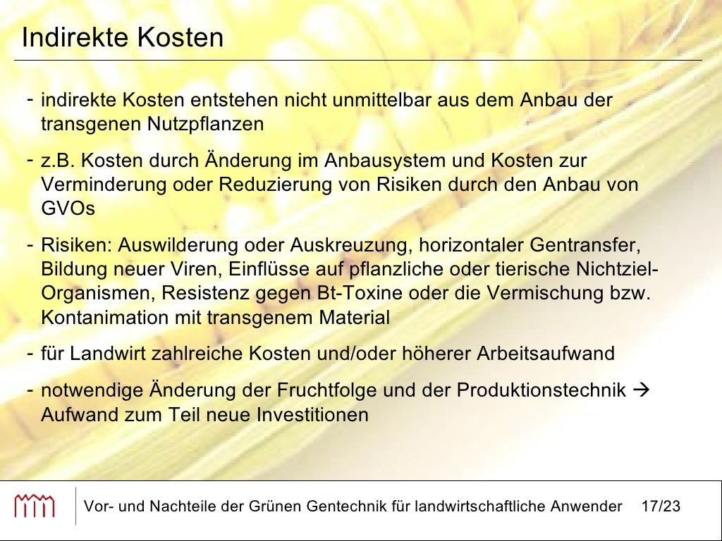 Vor und Nachteile der grünen Gentechnik für landwirtschaftliche Anwe…