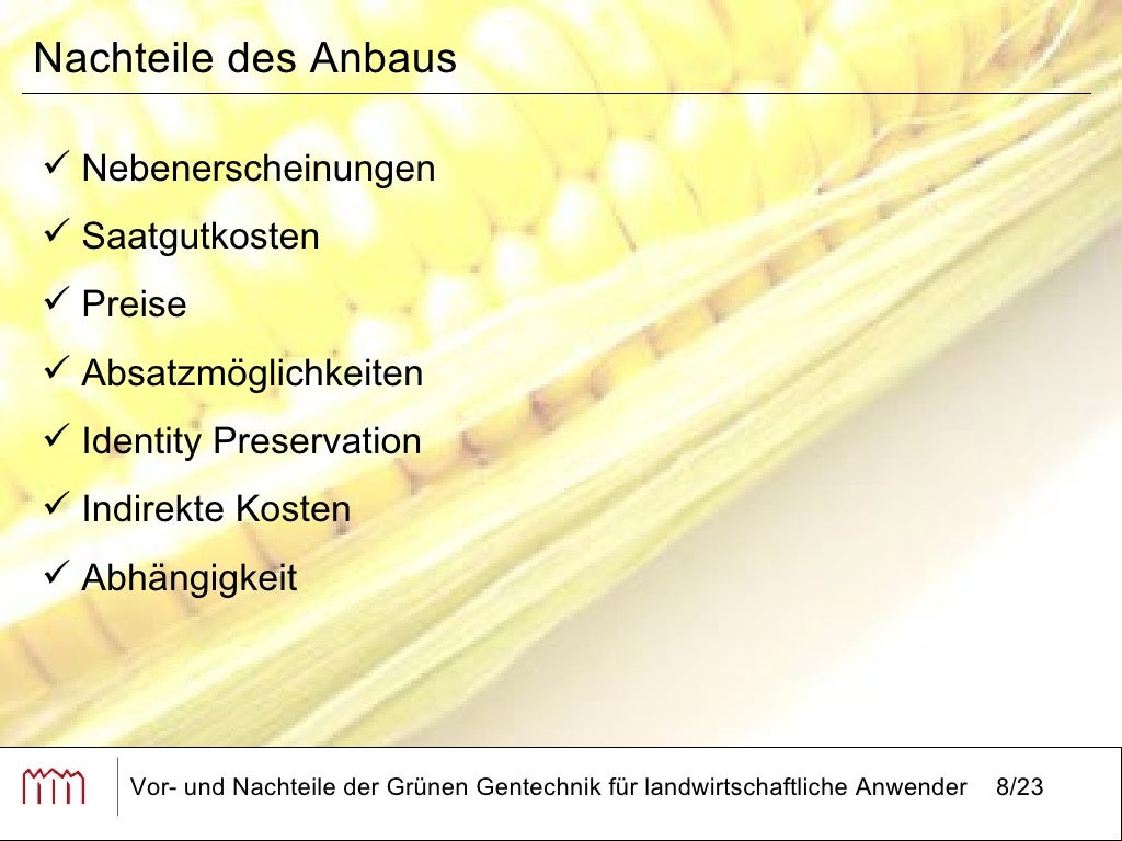 Vor und Nachteile der grünen Gentechnik für landwirtschaftliche Anwe…
