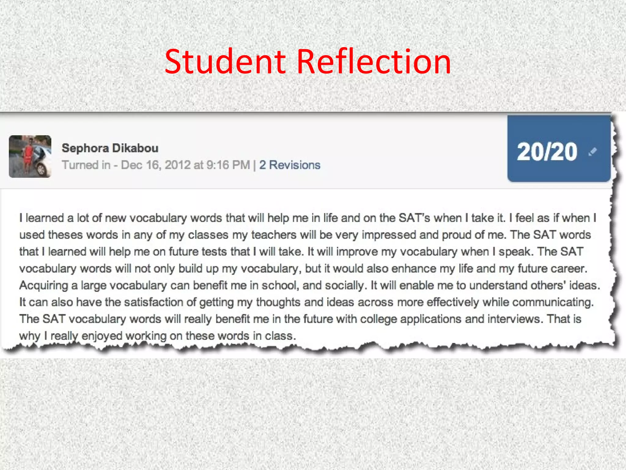 Student Reflection

 