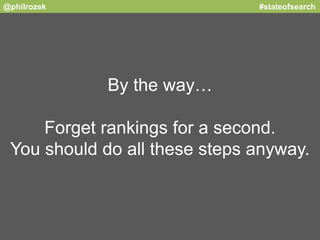 @philrozek #stateofsearch 
By the way… 
Forget rankings for a second. 
You should do all these steps anyway. 
 