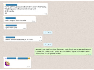 a) okay
b) oke
c) okee(ee…)
d) ok
e) okai
f) okej
g) okaii(ii…)
h) k
1)
2) .
3) ..
4) …
5) !
6) !(!!…)
7) !?
8) ;)
 