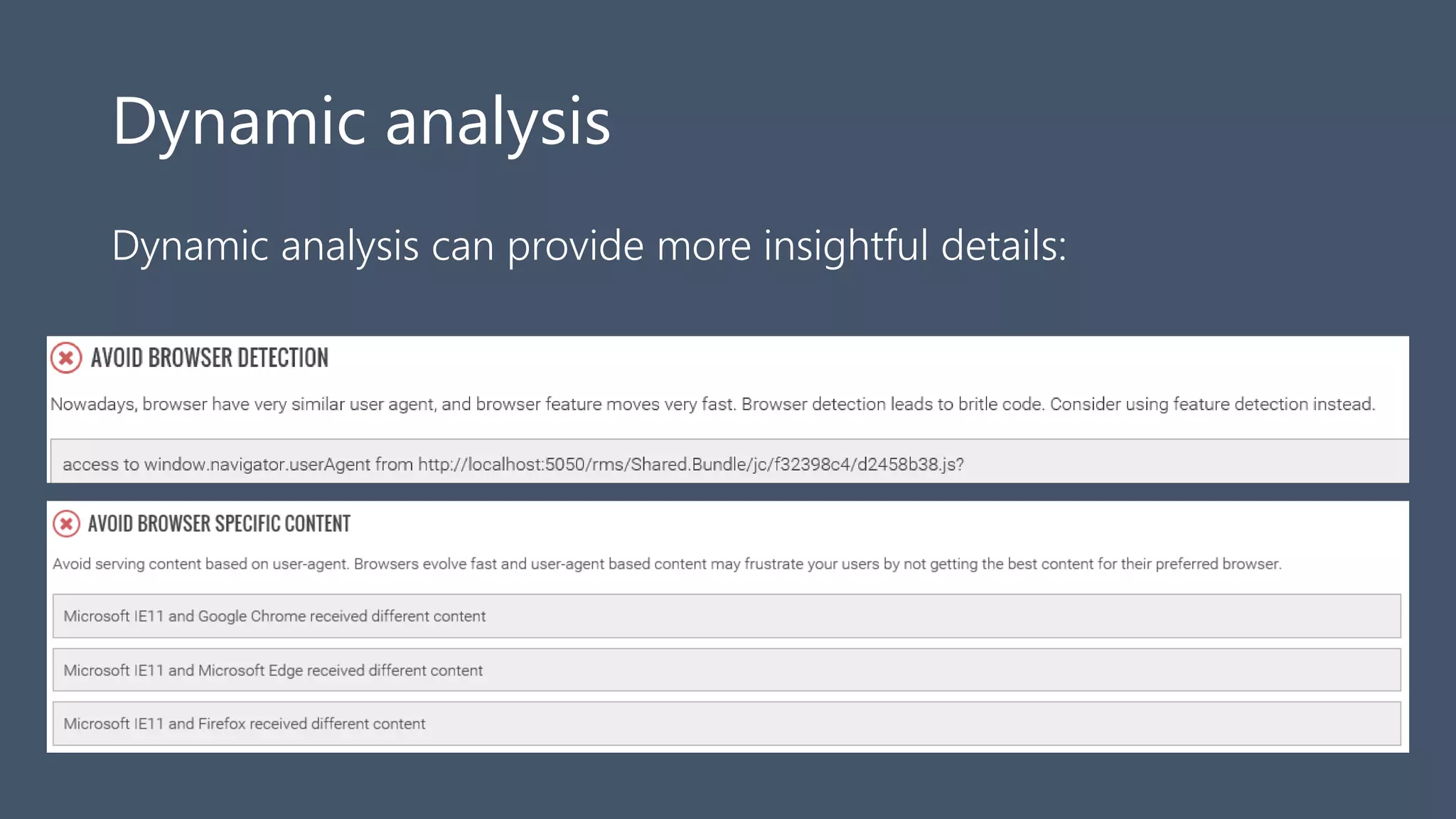 Dynamic analysis
Dynamic analysis can provide more insightful details:
 