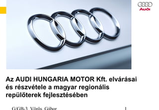 Az Audi Hungaria elvárásai és részvétele a magyar regionális
repülőterek fejlesztésében
Az AUDI HUNGARIA MOTOR Kft. elvárásai
és részvétele a magyar regionális
repülőterek fejlesztésében
 