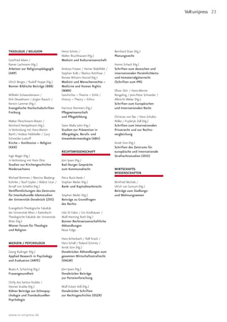 V&R unipress 23




THEOLOGIE / RELIGION                    Heinz Schott /                         Bernhard Stüer (Hg.)
                                        Walter Bruchhausen (Hg.)               Planungsrecht
Gottfried Adam /                        Medizin und Kulturwissenschaft
Rainer Lachmann (Hg.)                                                          Haimo Schack (Hg.)
Arbeiten zur Religionspädagogik         Andreas Frewer / Heiner Bielefeldt /   Schriften zum deutschen und
(ARP)                                   Stephan Kolb / Markus Rothhaar /       internationalen Persönlichkeits-
                                        Renate Wittern-Sterzel (Hg.)           und Immaterialgüterrecht
Ulrich Berges / Rudolf Hoppe (Hg.)      Medizin und Menschenrechte –           (Schriften zum IPR)
Bonner Biblische Beiträge (BBB)         Medicine and Human Rights
                                        (MMR)                                  Oliver Dörr / Hans-Werner
Wilhelm Schwendemann /                  Geschichte – Theorie – Ethik /         Rengeling / Jens-Peter Schneider /
Dirk Oesselmann / Jürgen Rausch /       History – Theory – Ethics              Albrecht Weber (Hg.)
Kerstin Lammer (Hg.)                                                           Schriften zum Europäischen
Evangelische Hochschulschriften         Hartmut Remmers (Hg.)                  und Internationalen Recht
Freiburg                                Pflegewissenschaft
                                        und Pflegebildung                      Christian von Bar / Hans Schulte-
Walter Fleischmann-Bisten /                                                    Nölke / Fryderyk Zoll (Hg.)
Reinhard Hempelmann (Hg.)               Swen Malte John (Hg.)                  Schriften zum Internationalen
in Verbindung mit Hans-Martin           Studien zur Prävention in              Privatrecht und zur Rechts-
Barth / Andeas Feldtkeller / Gury       Allergologie, Berufs- und              vergleichung
Schneider-Ludorff                       Umweltdermatologie (ABU)
Kirche – Konfession – Religion                                                 Arndt Sinn (Hg.)
(KKR)                                                                          Schriften des Zentrums für
                                        RECHTSWISSENSCHAFT                     europäische und internationale
Inge Mager (Hg.)                                                               Strafrechtsstudien (ZEIS)
in Verbindung mit Hans Otte             Jörn Ipsen (Hg.)
Studien zur Kirchengeschichte           Bad Iburger Gespräche
Niedersachsens                          zum Kommunalrecht                      WIRTSCHAFTS-
                                                                               WISSENSCHAFTEN
Michael Bommes / Martina Blasberg-      Petra Buck-Heeb /
Kuhnke / Rauf Ceylan / Bülent Ucar /    Stephan Meder (Hg.)                    Winfried Michels /
Arnulf von Scheliha (Hg.)               Bank- und Kapitalmarktrecht            Ulrich van Suntum (Hg.)
Veröffentlichungen des Zentrums                                                Beiträge zum Siedlungs-
für Interkulturelle Islamstudien        Stephan Meder (Hg.)                    und Wohnungswesen
der Universität Osnabrück (ZIIS)        Beiträge zu Grundfragen
                                        des Rechts
Evangelisch-Theologische Fakultät
der Universität Wien / Katholisch-      Udo Di Fabio / Urs Kindhäuser /
Theologische Fakultät der Universität   Wulf-Henning Roth (Hg.)
Wien (Hg.)                              Bonner Rechtswissenschaftliche
Wiener Forum für Theologie              Abhandlungen
und Religion                            Neue Folge

                                        Hans Achenbach / Ralf Krack /
MEDIZIN / PSYCHOLOGIE                   Hero Schall / Roland Schmitz /
                                        Arndt Sinn (Hg.)
Georg Rudinger (Hg.)                    Osnabrücker Abhandlungen zum
Applied Research in Psychology          gesamten Wirtschaftsstrafrecht
and Evaluation (ARPE)                   (OAGW)

Beate A. Schücking (Hg.)                Jörn Ipsen (Hg.)
Frauengesundheit                        Osnabrücker Beiträge
                                        zur Parteienforschung
Chirly dos Santos-Stubbe /
Hannes Stubbe (Hg.)                     Wulf Eckart Voß (Hg.)
Kölner Beiträge zur Ethnopsy-           Osnabrücker Schriften
chologie und Transkulturellen           zur Rechtsgeschichte (OSZR)
Psychologie



www.vr-unipress.de
 
