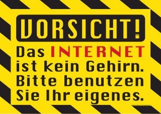 VORSICHT -  Das Internet ist kein Gehirn... DIN A3 Plakat