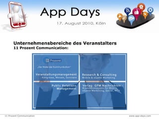 „ Die Welle der Kommunikation“ Unternehmensbereiche des Veranstalters 11 Prozent Communication: 