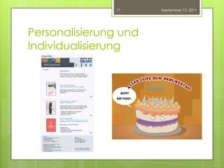 Personalisierung und Individualisierung September 12, 201117Name