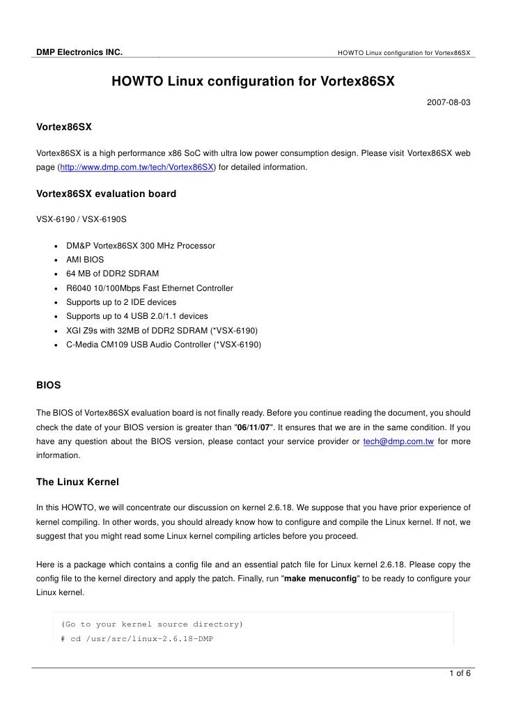 Vortex86 Sx Linux How To