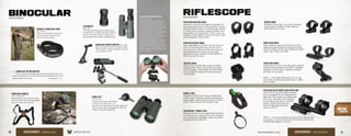 ACCESSORIES
Binocular
ARCHER’S BINOCULAR STRAP
(SKU: ARCH)
Keep your binoculars at your side
and out of harm’s way with the
archer’s binocular strap.
BINOCULAR TRIPOD ADAPTER (SKU: 400)
Maximize performance by using the Vortex
tripod adapter to steady viewing on a tripod
or car window mount.
BINOCULAR HARNESS
(SKU: VTHARNESS)
Say goodbye to neck strain and keep
your binoculars from bouncing against
you as you hike down the trail.
2X DOUBLER
(SKU: 2X)
This handy tool doubles the magnification
of most 32mm or larger binoculars, and the
Recon monocular, to take in details more
typically observed through a spotting scope.
BINOC LOC®
(SKU: B-LOC)
Lock your binocular hinge exactly
on point once and for all—and
keep the binocular barrels in perfect alignment
with your eyes. Not compatible with Talon HD
models. US Patent D593,587S
UNI-DAPTER TRIPOD ADAPTER
(SKU: UNI-DAP)
Vortex’s innovative Uni-Daptor is
precision machined from alumi-
num for a strong, rigid connection
between your binocular and tripod.
It will fit any tripod-adaptable
binocular and comes as a supplied
accessory with our Kaibab HD
binocular and Recon monocular.
Its slim profile allows it to fit
between the barrels of the largest
high-powered binoculars, and a
quick-release connector allows the
binocular to be removed for hand-
held use without disconnecting the
entire adapter.
ACCESSORIES
Riflescope
VIPER RIFLESCOPE RINGS
Sleek, light-weight and durable, the Viper rings use
four T-15 Torx-style socket cap screws for secure
mounting of your riflescope. Rings allow quick and
easy mounting and can remain on scope when
detached from base. Available in three heights for
30mm and one inch tubes.
TACTICAL RINGS
Wide 6-screw ring offers solid support for 30mm
riflescope tubes. These rings are sold individually
and are available in three heights for 30mm tubes
and one height for absolute co-witness and lower
1/3 co-witness.
HUNTER RINGS
Standard 2-screw rings—nice match for general
hunting setups. Available in three heights for
30mm and one inch tubes.
PRECISION-MATCHED RINGS
Machined in pairs and kept together throughout the
manufacturing process to ensure perfection. Precision-
Matched Rings are held to an extremely tight tolerance
of .0005 and are serialized, vibratory tumbled, hand-
bead blasted, and anodized with a Type III hard coat.
Available in three heights for 35mm and 30mm tubes
and five heights for 34mm tubes.
NOTE >>> The height measurements for all rings
and mounts are from base and are shown in inches
and millimeters.
PRECISION QR EXTENDED CANTILEVER RING
New for 2015, this quick-release cantilever
mount is designed for mounting telescopic
sights with 30mm tubes onto a flattop style
AR-15 rifle. The offset of this cantilever
mount positions the scope in a forward
location, allowing the correct eye
relief and head placement when
used on an AR-15.
CANTILEVER RINGS
Vortex cantilever ring mounts provide the correct
height and forward placement necessary for proper
scope mounting on flat-top ARs. Available for 30mm
tubes in two or three inch offset.
CANTILEVER RINGS
Provide extra rail room for rear BUIS when using the
StrikeFire red dot along with the VMX-3T magnifier.
Available for 30mm tubes in absolute co-witness
and lower 1/3 co-witness.
NOTE >>> This mount positions the center of the riflescope tube
at a height of 1.575 inches (40 mm) from the top surface of the
Picatinny base. Weighs 7.5 ounces.
BUBBLE LEVEL
Designed to maximize accuracy, our bubble level
makes it easy to maintain a perfect horizontal hold
during extreme-range shooting. Available for 30mm,
34mm, 35mm, and one inch riflescope tubes.
SWITCHVIEW™
THROW LEVER
Maximize the efficiency of magnification transitions
with fluid precision using our throw lever. Construct-
ed of skeletonized, lightweight, tough, hard-coated
anodized machined aluminum.
BINOCULAR TRIPOD ADAPTER
If you’re serious about glassing you need to put your binos on a
tripod. This allows you to do that quickly and easily without too much
weight added to your pack. 	 –TheEngineer
50 51www.VortexOptics.comVORTEX OPTICSACCESSORIES - BINOCULARS ACCESSORIES - RIFLESCOPES
 