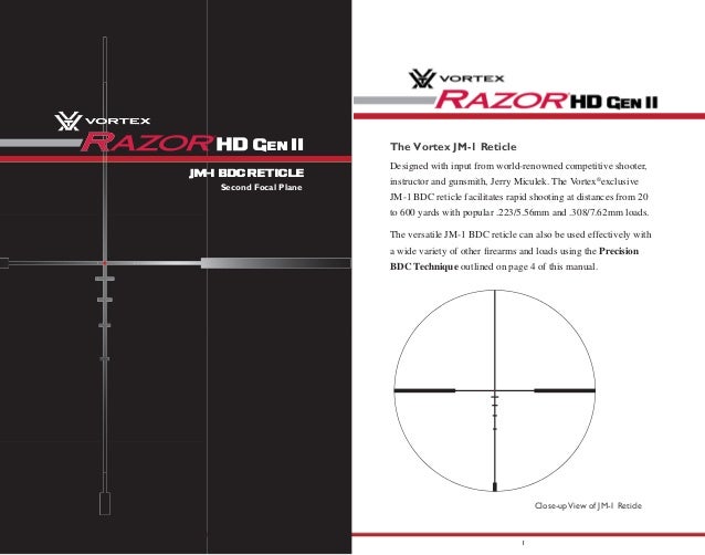 VORTEX RAZOR HD gen II 16x24 JMI Reticle Subtensions Optics Trade