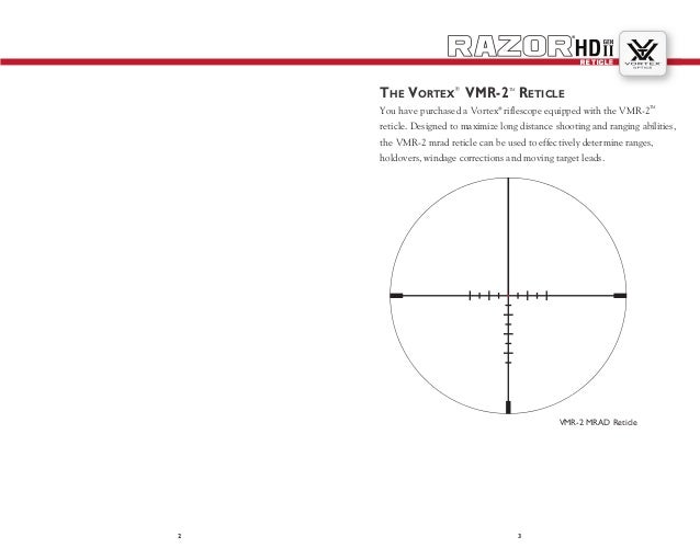 VORTEX RAZOR HD gen II 16x24 VMR2 MRAD Reticle Subtensions Optics…