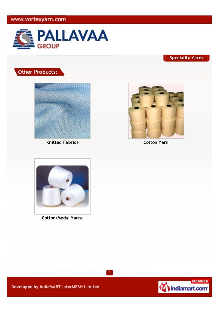 Pallava Textiles Limited, Erode, Speciality Yarns