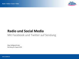 Radio und Social Media Mit Facebook und Twitter auf Sendung Mag. Wolfgang Struber Nürnberg, 06. August 2010 